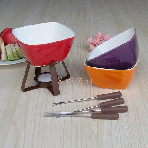 Colorful Ceramic Fondue Set - Colorful Ceramic Fondue Set