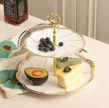 Load image into Gallery viewer, Gladiolus Gold Rim Cake Stand - Gladiolus Gold Rim Cake Stand
