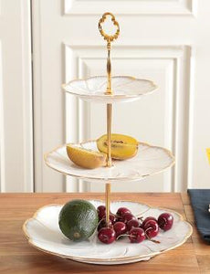 Gladiolus Gold Rim Cake Stand