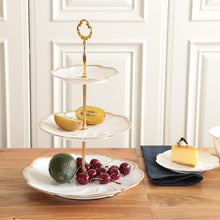 Load image into Gallery viewer, Gladiolus Gold Rim Cake Stand - Gladiolus Gold Rim Cake Stand
