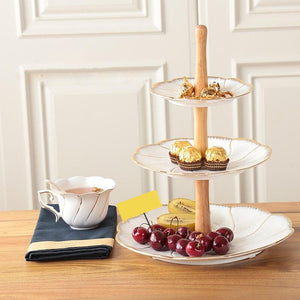 Gladiolus Gold Rim Cake Stand