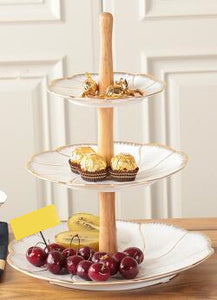 Gladiolus Gold Rim Cake Stand