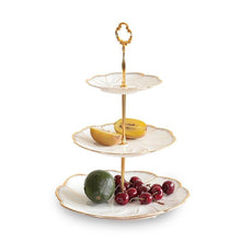 Load image into Gallery viewer, Gladiolus Gold Rim Cake Stand - Gladiolus Gold Rim Cake Stand
