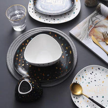 Load image into Gallery viewer, Terrazzo Matte Black and White Ceramic Bowls and Plates - Terrazzo Matte Black and White Ceramic Bowls and Plates
