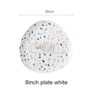 Terrazzo Matte Black and White Ceramic Bowls and Plates - Terrazzo Matte Black and White Ceramic Bowls and Plates