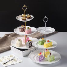 Load image into Gallery viewer, White Pearl Embossed Porcelain Cake Stand
