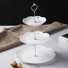 Load image into Gallery viewer, White Pearl Embossed Porcelain Cake Stand
