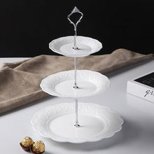 Load image into Gallery viewer, White Pearl Embossed Porcelain Cake Stand
