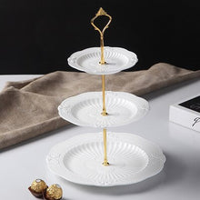 Load image into Gallery viewer, White Pearl Embossed Porcelain Cake Stand
