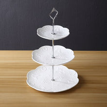 Load image into Gallery viewer, White Pearl Embossed Porcelain Cake Stand
