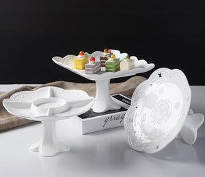 Scolecite White Porcelain Cake Stand