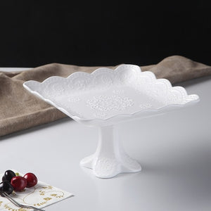 Scolecite White Porcelain Cake Stand