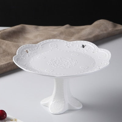 Scolecite White Porcelain Cake Stand